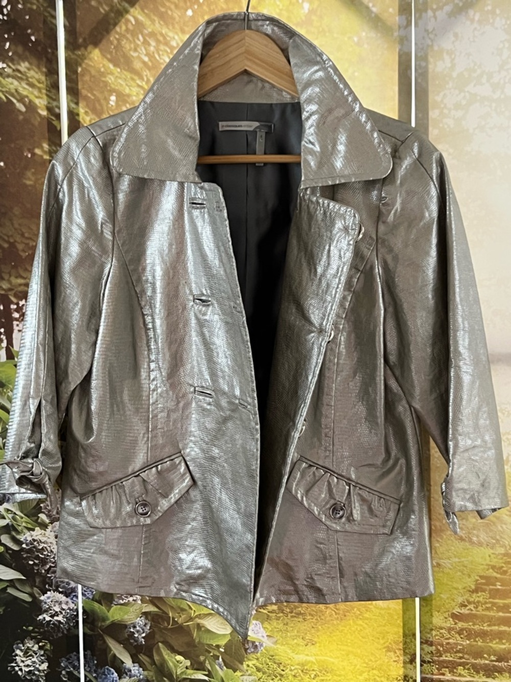 Silver Snakeskin Jacket Great Detailing Nordstrom Size S View 2